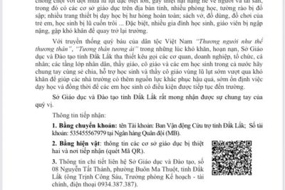 THƯ KÊU GỌI CHUNG TAY ỦNG HỘ ĐỒNG BÀO VÙNG LŨ ĐĂK LĂK