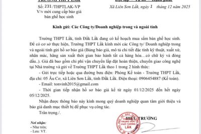 TRƯỜNG THPT LẮK MỜI CUNG CẤP BÁO GIÁ BÀN GHẾ HỌC SINH