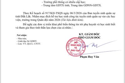 THÔNG BÁO TUYỂN SINH QUÂN SỰ NĂM 2026