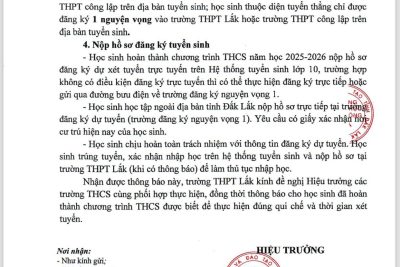 THÔNG BÁO TUYỂN SINH LỚP 10 NĂM HỌC 2026 – 2027